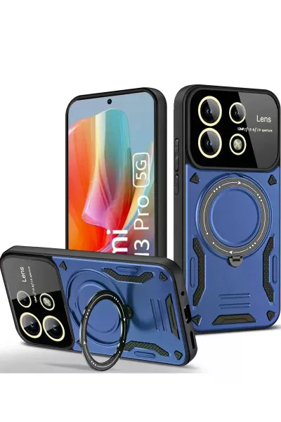 Xiao Red Note 13 Pro 5G Kılıf Joy Lens Standlı Kapak - Lacivert