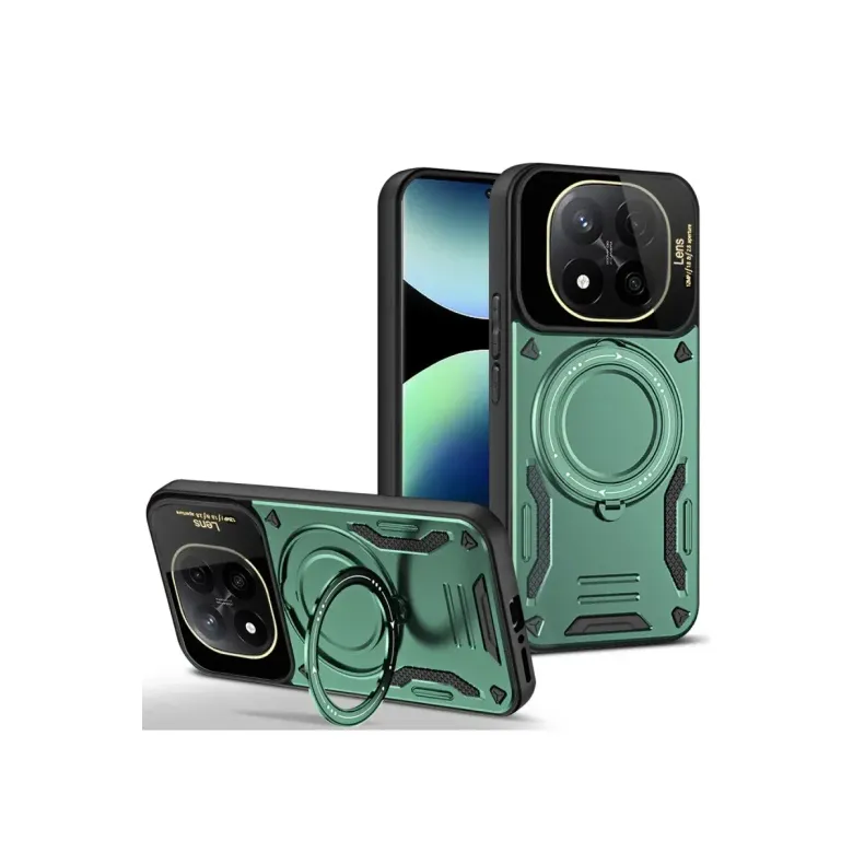 Xiao Red Note 14 Pro 5g Kılıf Joy Lens Standlı Kapak - Koyu Yeşil