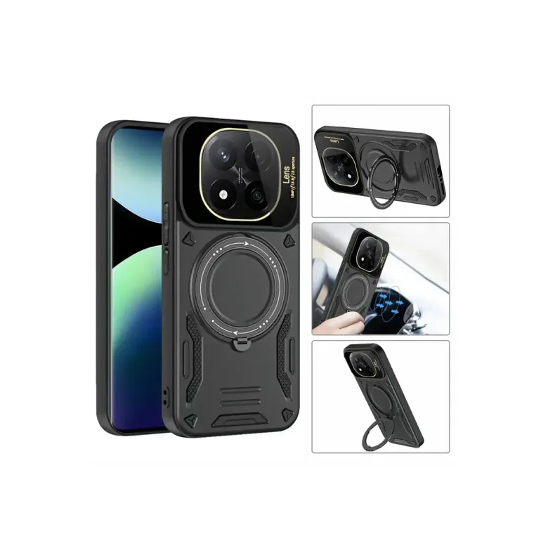 Xiao Red Note 14 Pro 5g Kılıf Joy Lens Standlı Kapak - Koyu Yeşil