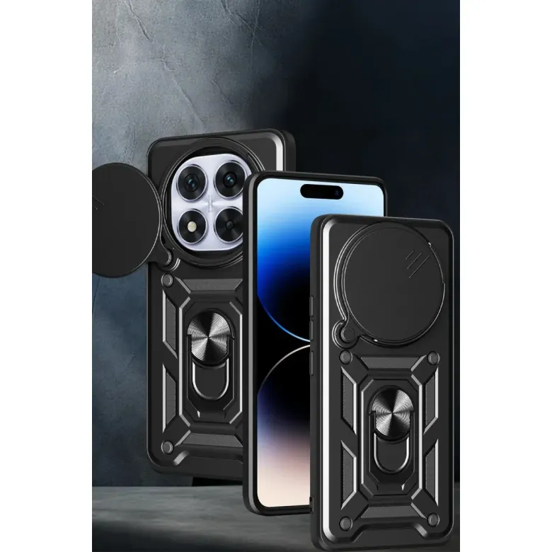 Xiao Red Note 14 Pro Plus Kılıf Pars Lens Yüzüklü Silikon - Yeşil