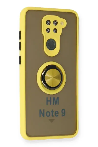 Xiao Red Note 9 Kılıf Montreal Yüzüklü Silikon Kapak - Sarı