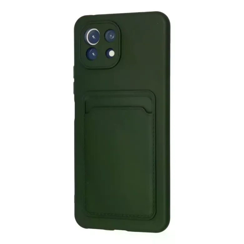 Xiaomi Mi 11 Kılıf Kelvin Kartvizitli Silikon - Koyu Yeşil
