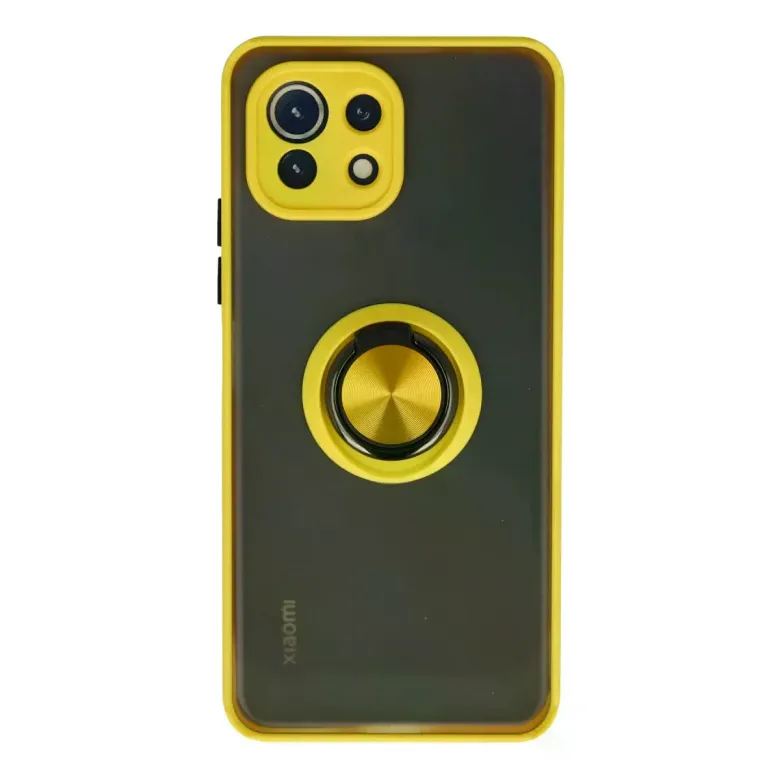 Xiaomi Mİ 11 Lite Kılıf Montreal Yüzüklü Silikon Kapak - Sarı