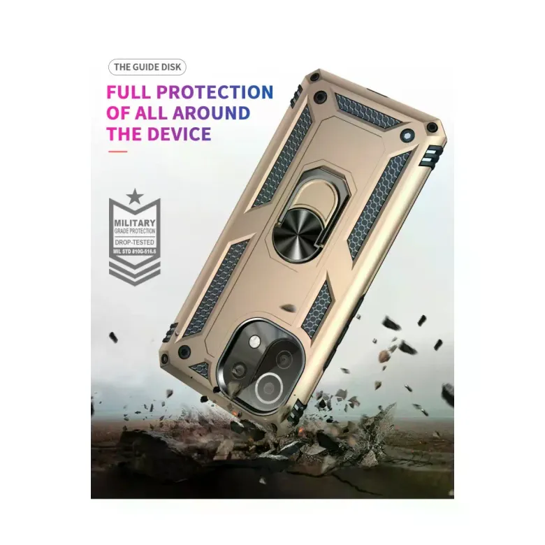 Xiaomi Mİ 11 Lite Kılıf Sofya Yüzüklü Silikon Kapak - Gold