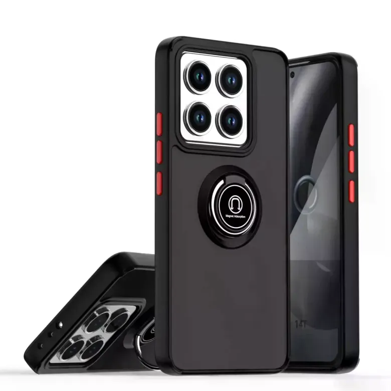 Xiaomi Mi 14t Montreal Yüzüklü Silikon Kapak - Siyah