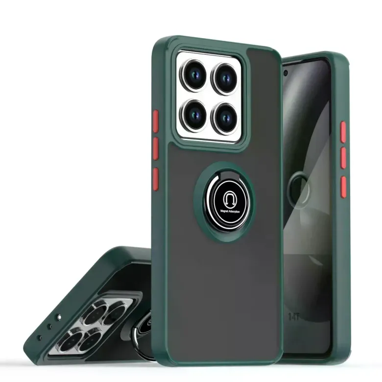 Xiaomi Mi 14t Pro Kılıf Montreal Yüzüklü Silikon Kapak - Yeşil