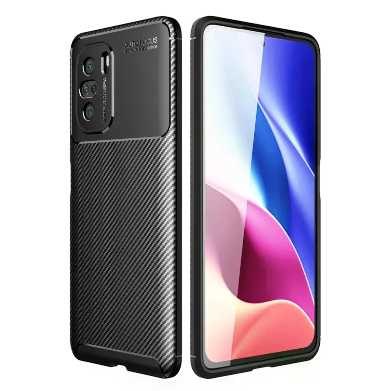 Xiaomi Poco F3 Kılıf Auto Focus Karbon Kapak - Siyah