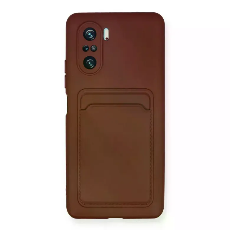 Xiaomi Poco F3 Kılıf Kelvin Kartvizitli Silikon - Bordo