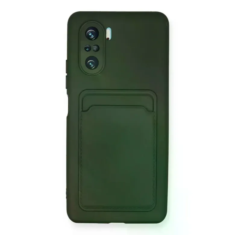 Xiaomi Poco F3 Kılıf Kelvin Kartvizitli Silikon - Koyu Yeşil