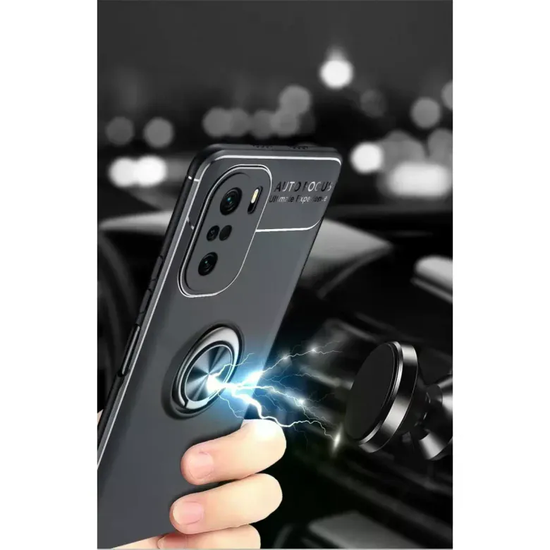 Xiaomi Poco F3 Kılıf Range Yüzüklü Silikon - Mavi