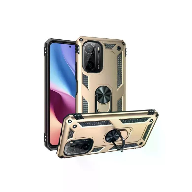 Xiaomi Poco F3 Kılıf Sofya Yüzüklü Silikon Kapak - Gold