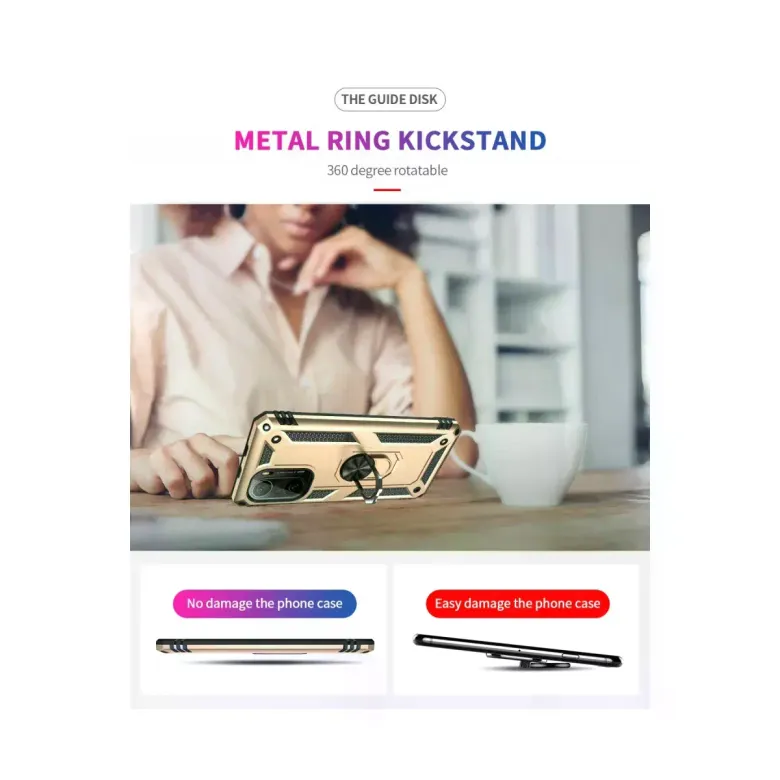 Xiaomi Poco F3 Kılıf Sofya Yüzüklü Silikon Kapak - Gold