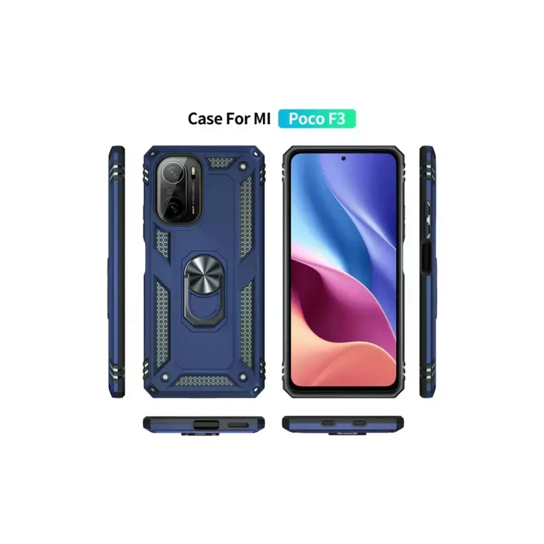 Xiaomi Poco F3 Kılıf Sofya Yüzüklü Silikon Kapak - Lacivert