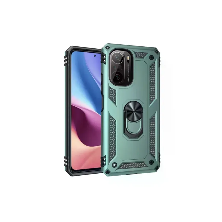 Xiaomi Poco F3 Kılıf Sofya Yüzüklü Silikon Kapak - Yeşil