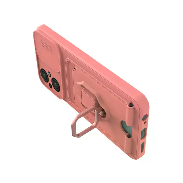 Xiaomi Poco M5 Kılıf Zuma Kartvizitli Yüzüklü Silikon - Pembe
