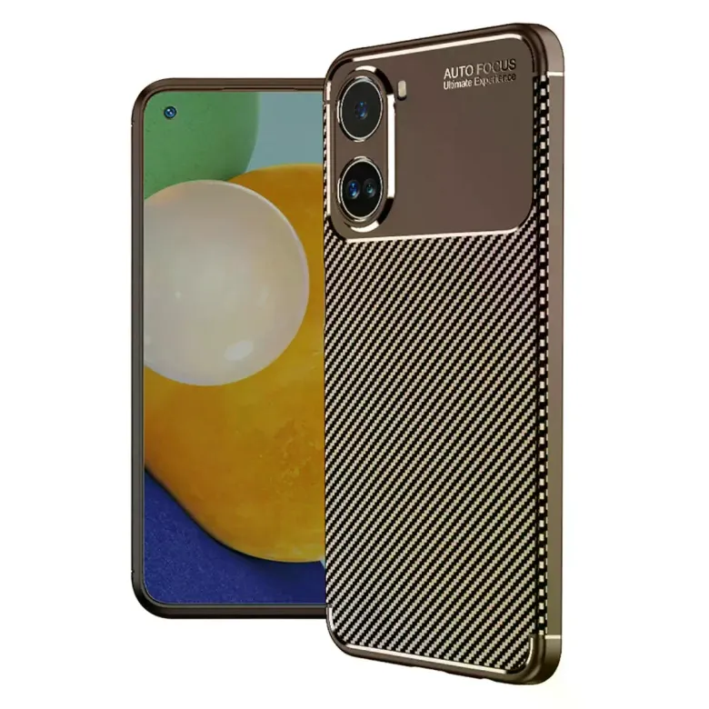 Xiaomi Poco X7 Pro Kılıf Auto Focus Karbon Kapak - Kahverengi
