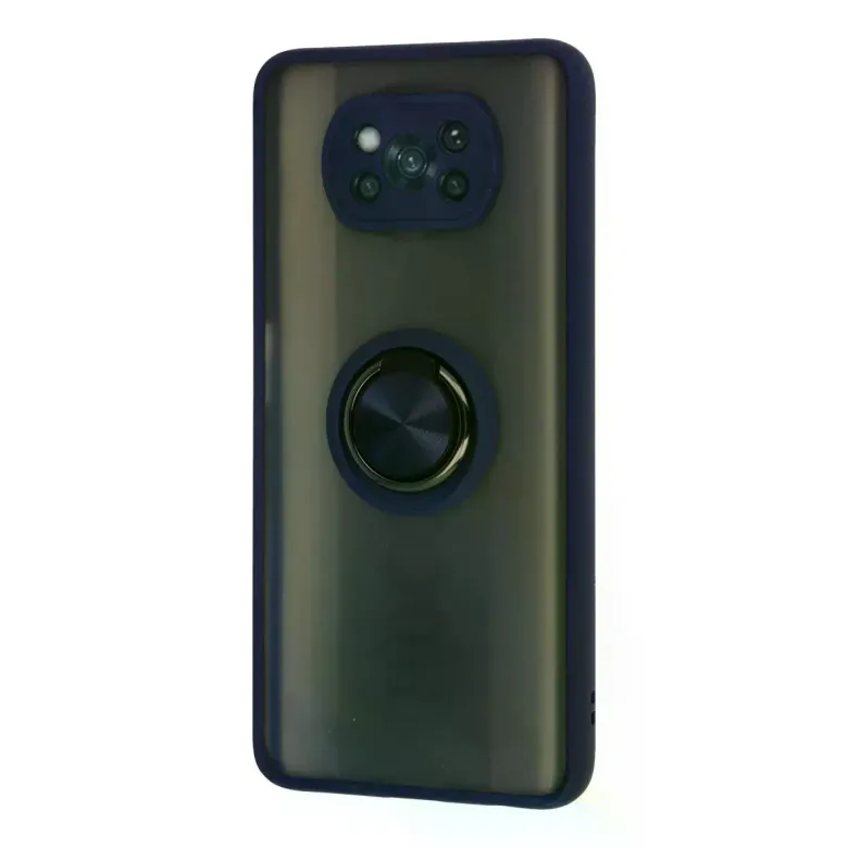 Xiaomi Pocophone X3 Kılıf Montreal Yüzüklü Silikon Kapak - Lacivert
