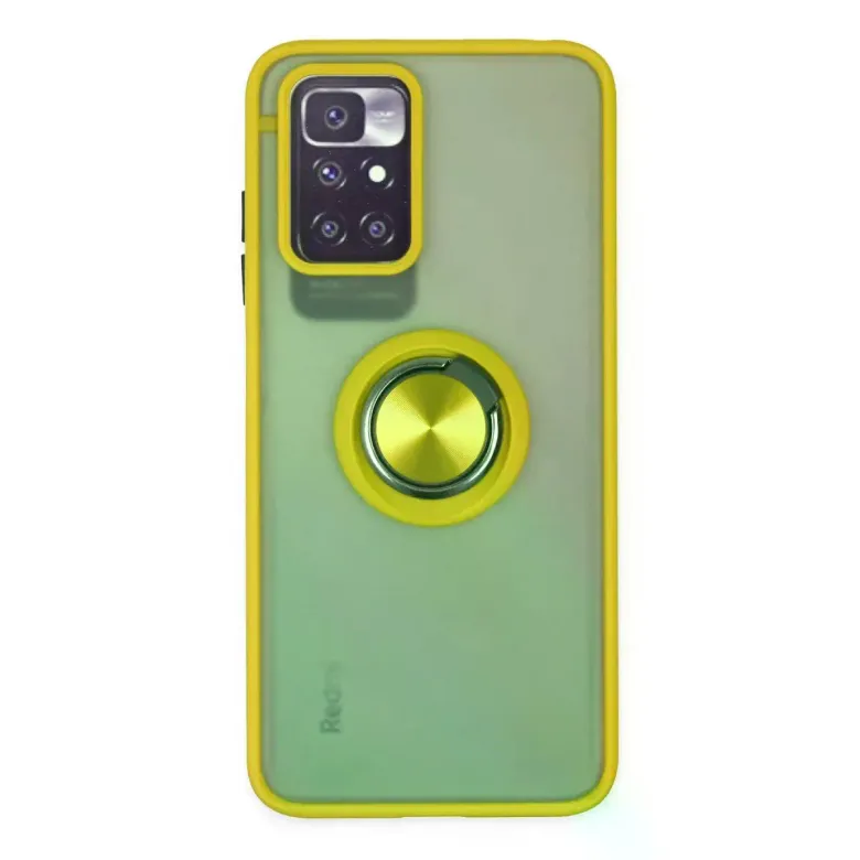 Xiaomi Redmi 10 2022 Kılıf Montreal Yüzüklü Silikon Kapak - Sarı