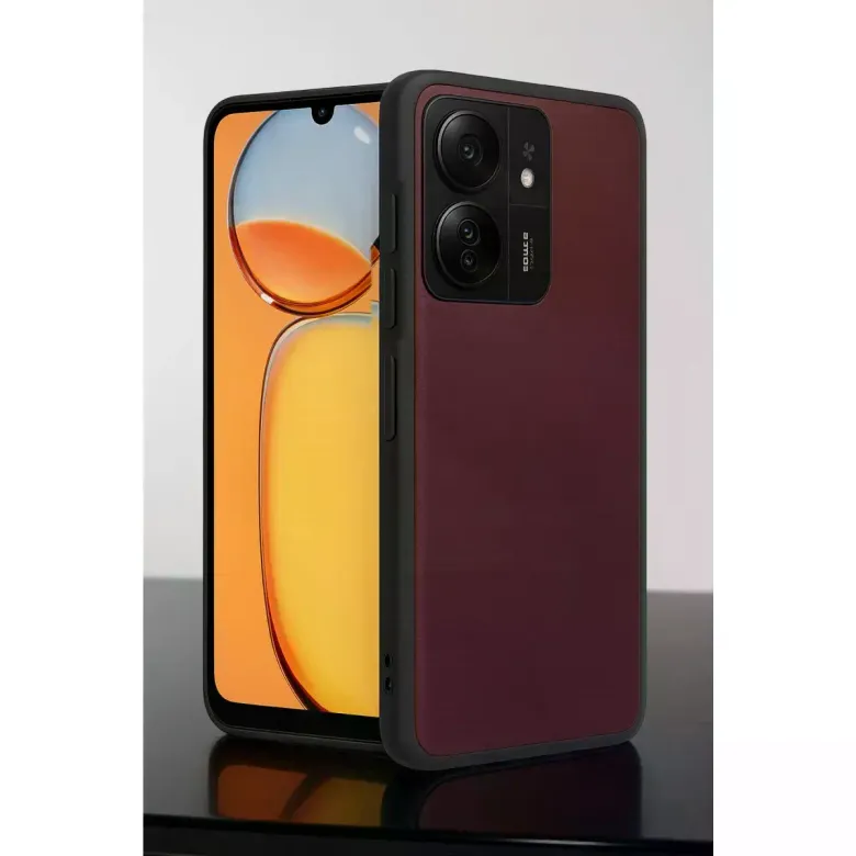 Xiaomi Redmi 13c Kılıf Aras Deri Kapak - Bordo