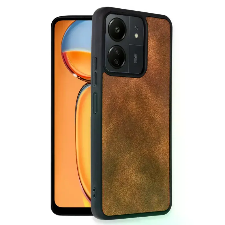 Xiaomi Redmi 13c Kılıf Aras Deri Kapak - Taba