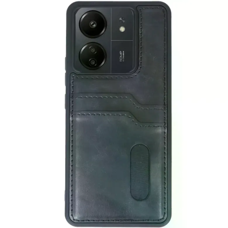 Xiaomi Redmi 13c Kılıf Sara Kartvizitli Deri Kılıf - Siyah