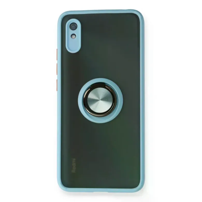 Xiaomi Redmi 9A Kılıf Montreal Yüzüklü Silikon Kapak - Buz Mavi
