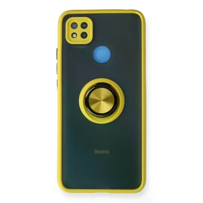 Xiaomi Redmi 9C Kılıf Montreal Yüzüklü Silikon Kapak - Sarı