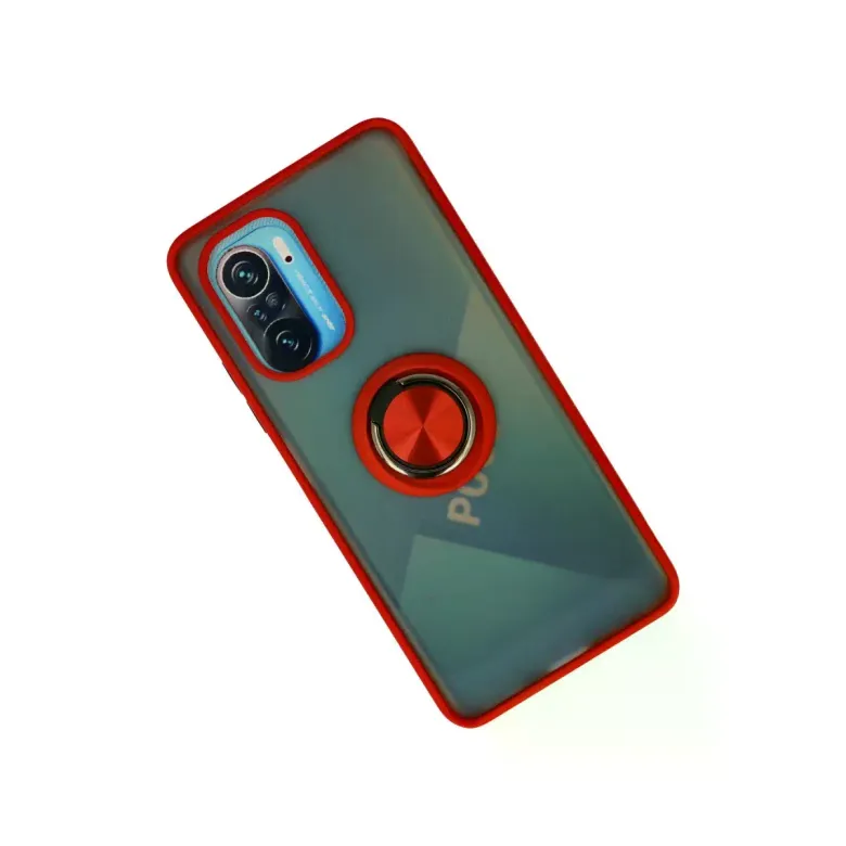 Xiaomi Redmi K40 Kılıf Montreal Yüzüklü Silikon Kapak - Kırmızı