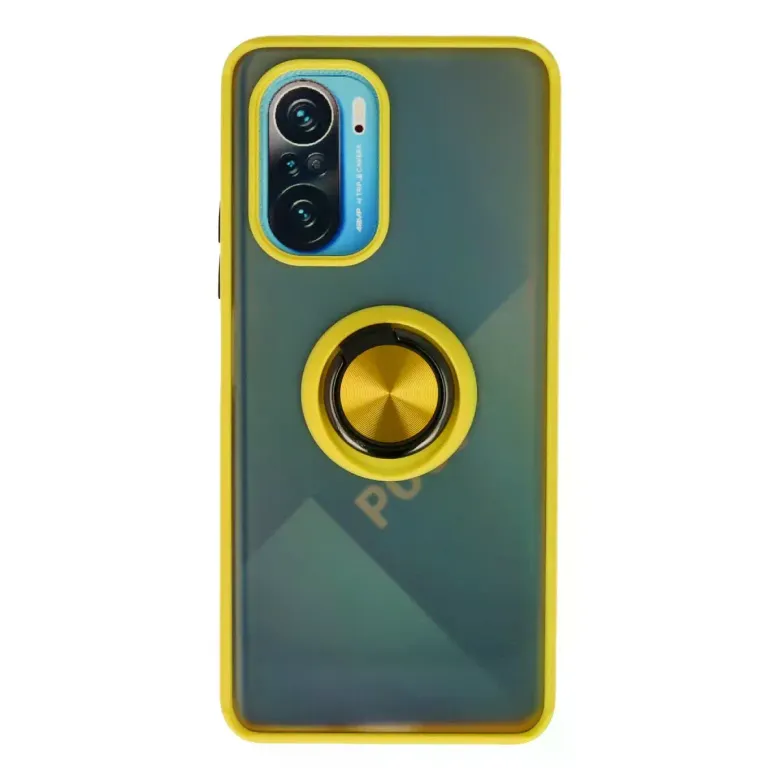 Xiaomi Redmi K40 Kılıf Montreal Yüzüklü Silikon Kapak - Sarı