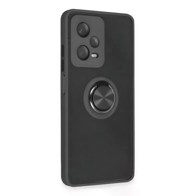 Xiaomi Redmi Note 12 5G Kılıf Montreal Yüzüklü Silikon Kapak - Siyah