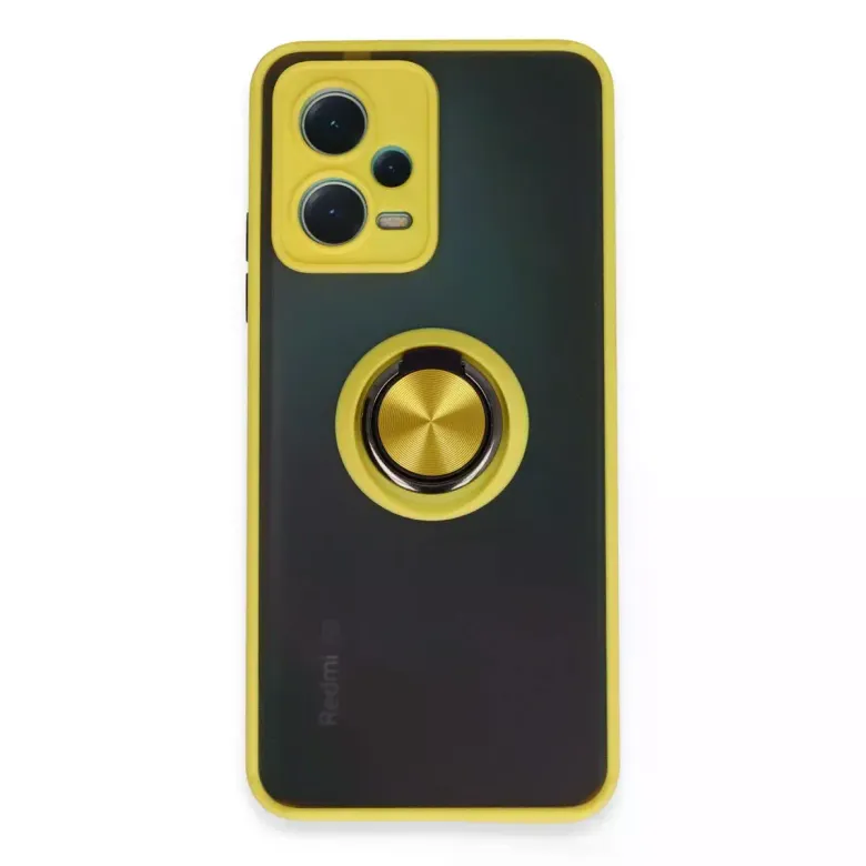 Xiaomi Redmi Note 12 5G Kılıf Montreal Yüzüklü Silikon Kapak - Sarı