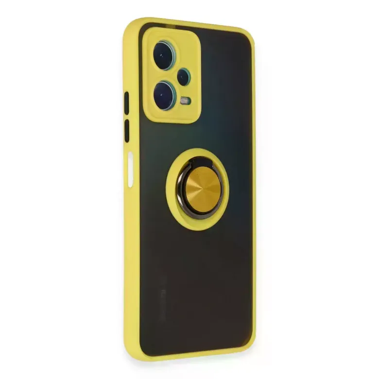 Xiaomi Redmi Note 12 5G Kılıf Montreal Yüzüklü Silikon Kapak - Sarı