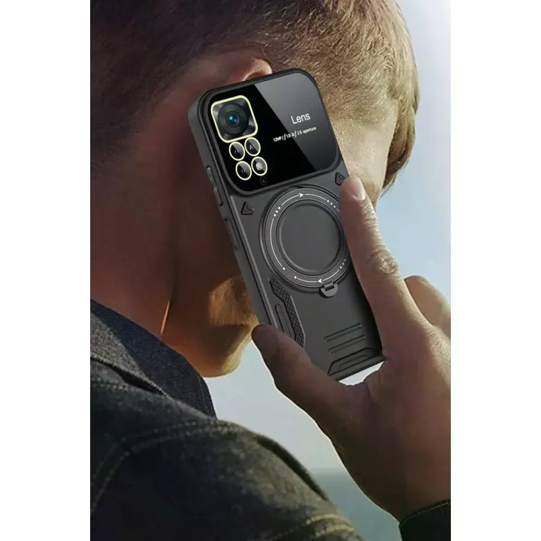 Xiaomi Redmi Note 12 Pro 4g Kılıf Joy Lens Standlı Kapak - Kırmızı