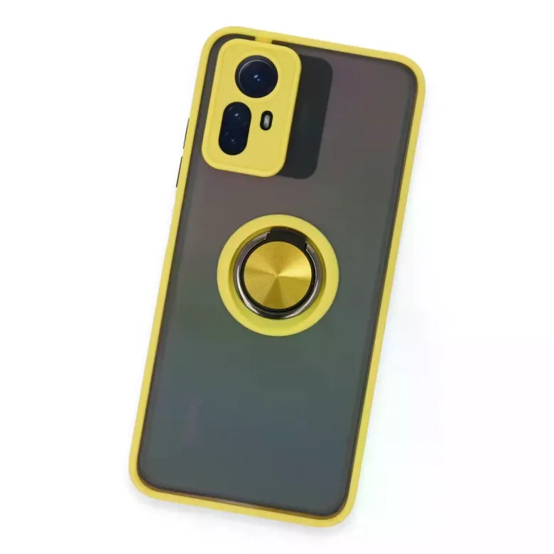 Xiaomi Redmi Note 12S Kılıf Montreal Yüzüklü Silikon Kapak - Sarı