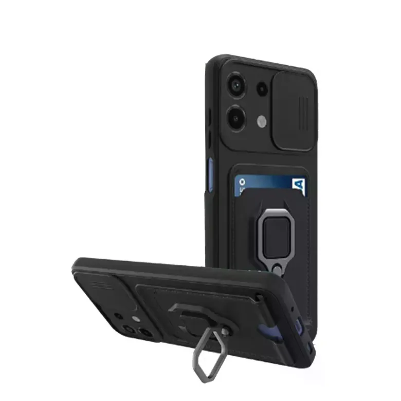 Xiaomi Redmi Note 13 4g Kılıf Zuma Kartvizitli Yüzüklü Silikon - Siyah