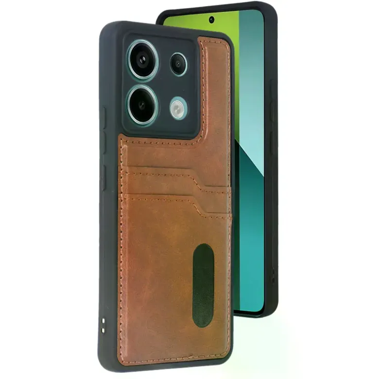 Xiaomi Redmi Note 13 Pro 5g Kılıf Sara Kartvizitli Deri Kılıf - Taba