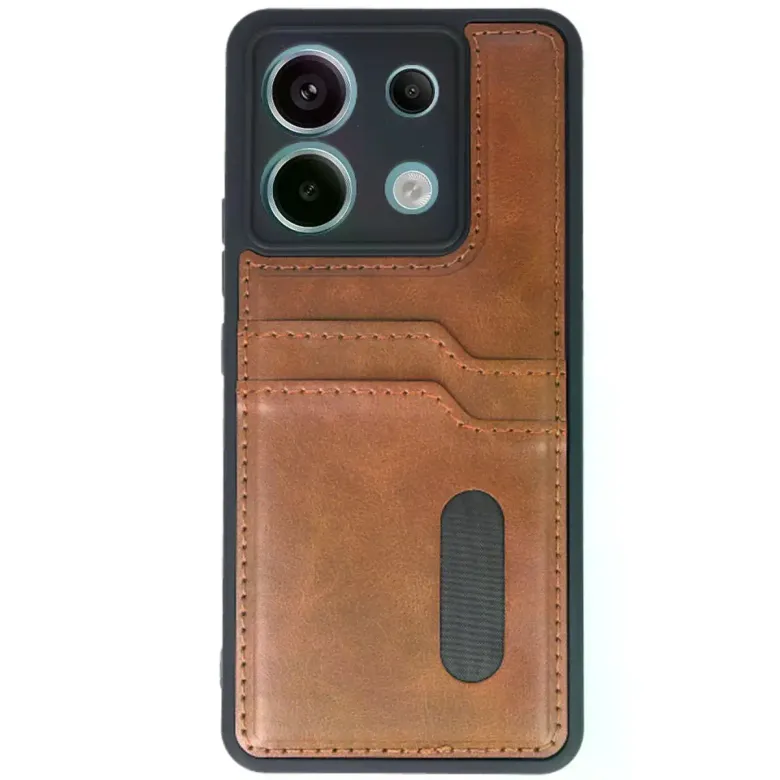 Xiaomi Redmi Note 13 Pro 5g Kılıf Sara Kartvizitli Deri Kılıf - Taba