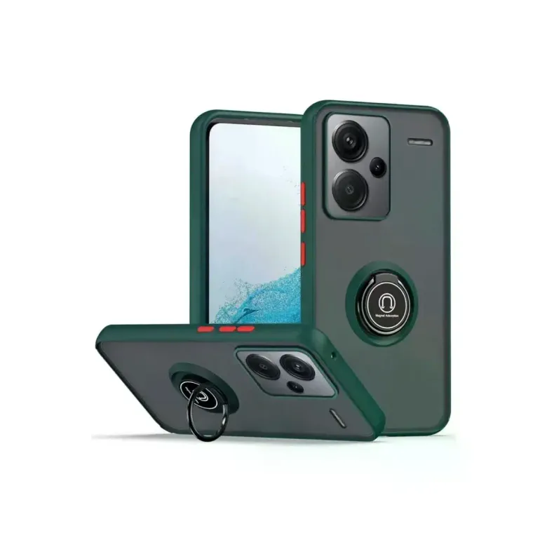 Xiaomi Redmi Note 13 Pro Plus Kılıf Montreal Yüzüklü Silikon Kapak - Yeşil