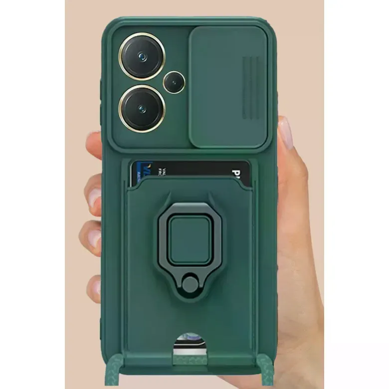 Xiaomi Redmi Note 13 Pro Plus Kılıf Zuma Kartvizitli Yüzüklü Silikon - Lacivert