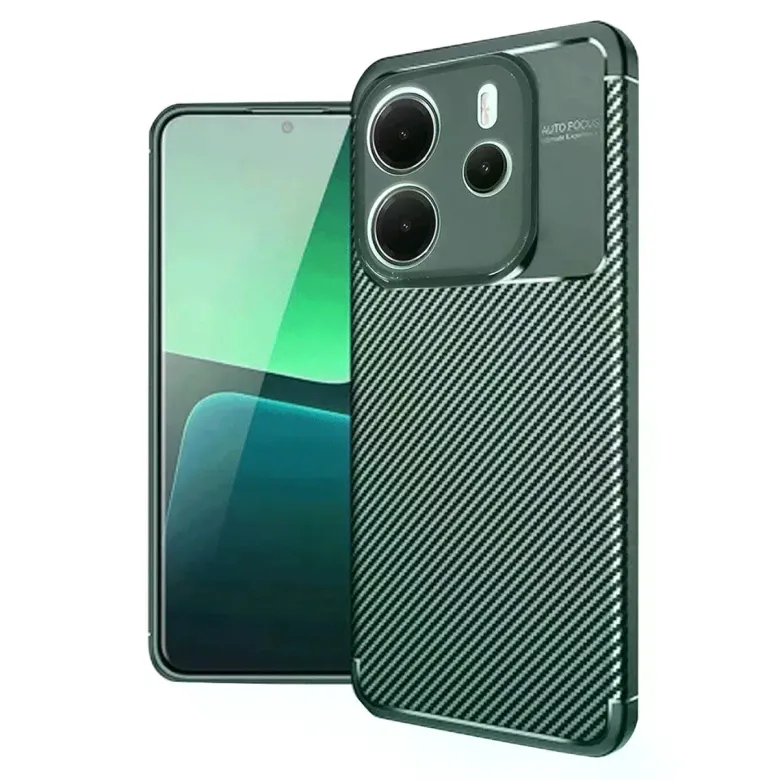 Xiaomi Redmi Note 14 4g Kılıf Auto Focus Karbon Kapak - Koyu Yeşil