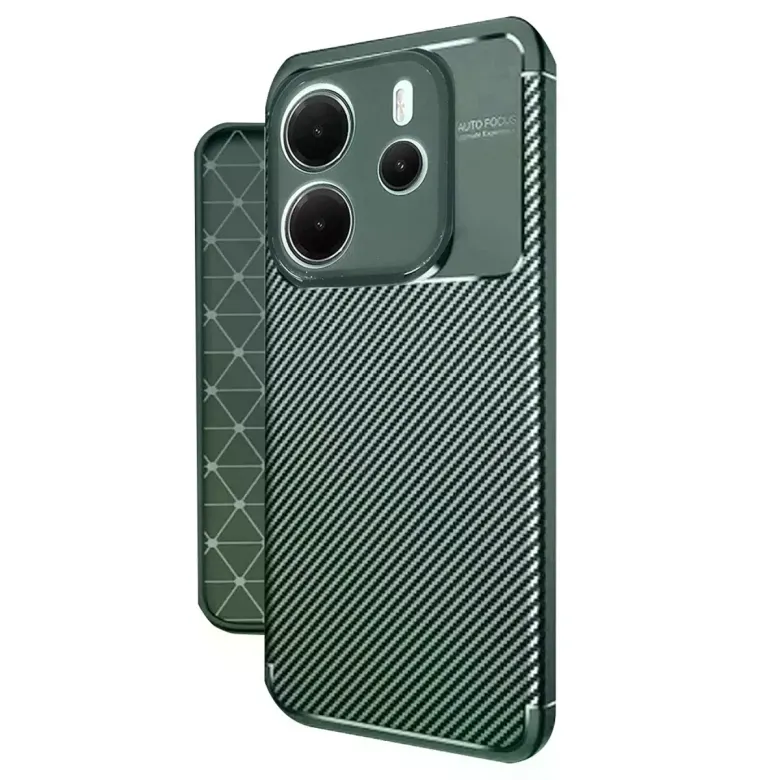 Xiaomi Redmi Note 14 4g Kılıf Auto Focus Karbon Kapak - Koyu Yeşil