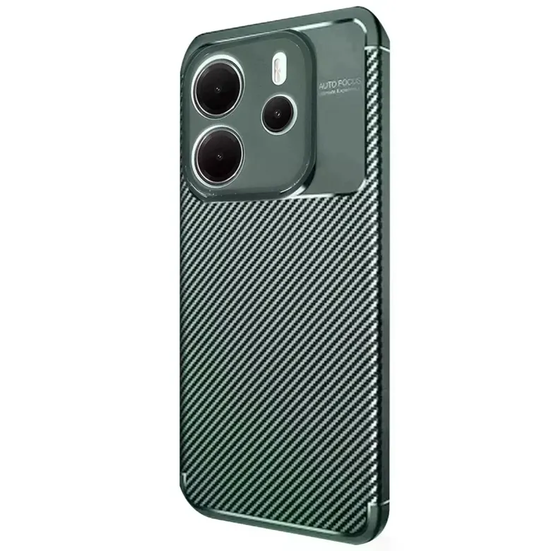 Xiaomi Redmi Note 14 4g Kılıf Auto Focus Karbon Kapak - Koyu Yeşil