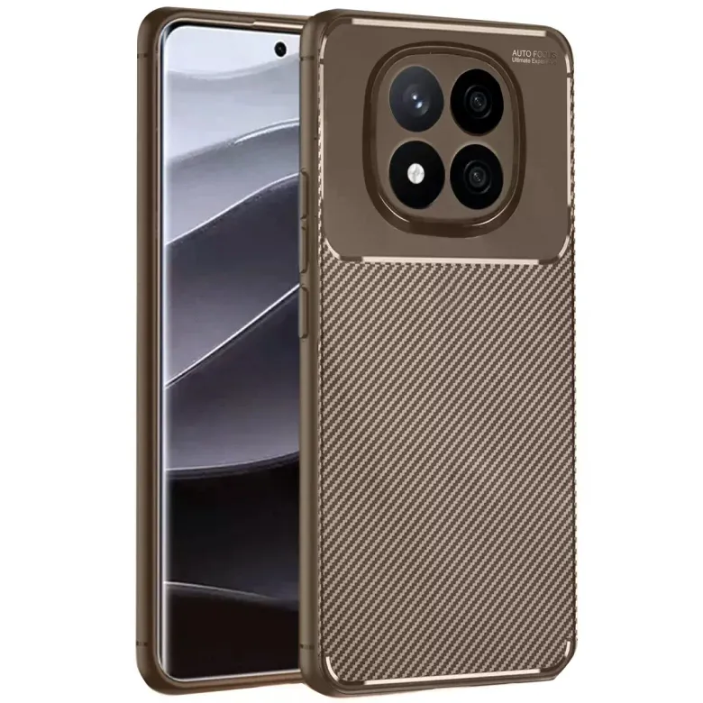 Xiaomi Redmi Note 14 Pro 4g Kılıf Auto Focus Karbon Kapak - Kahverengi