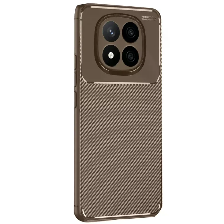 Xiaomi Redmi Note 14 Pro 4g Kılıf Auto Focus Karbon Kapak - Kahverengi