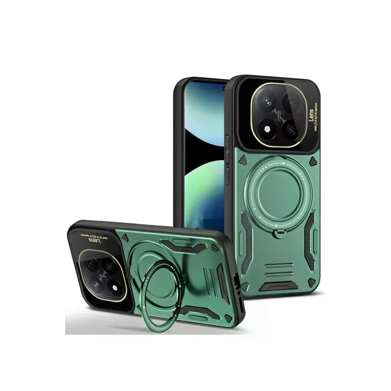 Xiaomi Redmi Note 14 Pro 4g Kılıf Joy Lens Standlı Kapak - Koyu Yeşil