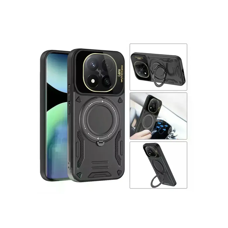 Xiaomi Redmi Note 14 Pro 5g Kılıf Joy Lens Standlı Kapak - Koyu Yeşil