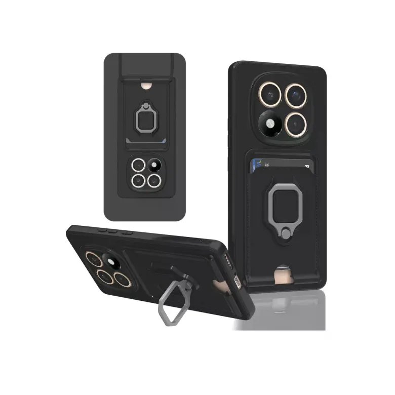 Xiaomi Redmi Note 14 Pro Plus Kılıf Zuma Kartvizitli Yüzüklü Silikon - Siyah