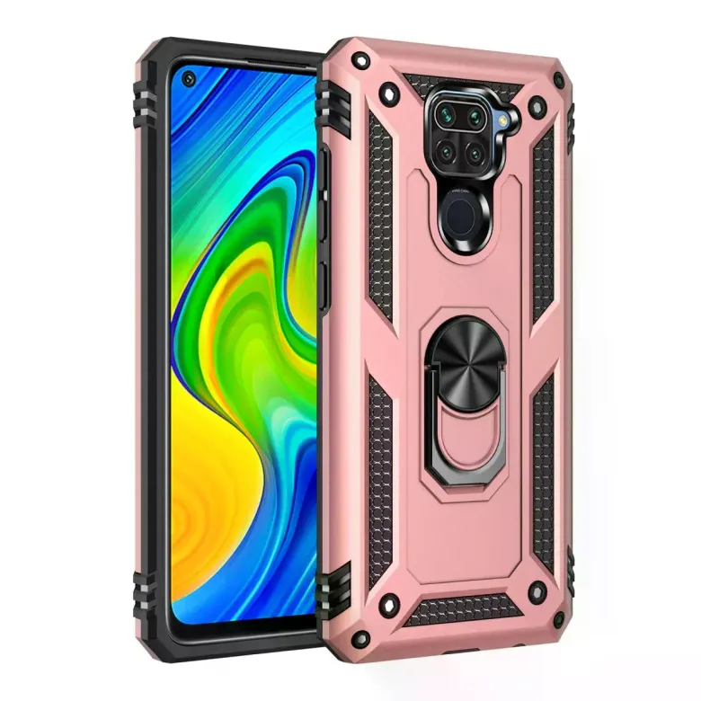 Xiaomi Redmi Note 9 Kılıf Sofya Yüzüklü Silikon Kapak - Rose