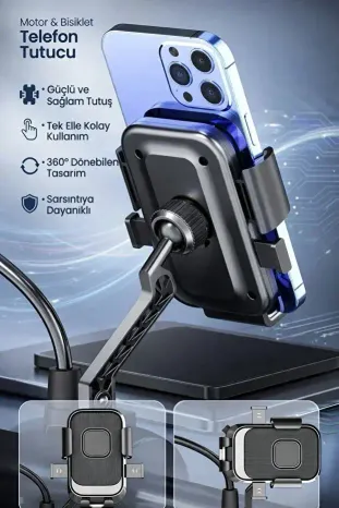 Xy-089 Motosiklet &amp; Bisiklet Ayna Baglantılı Telefon Tutucu