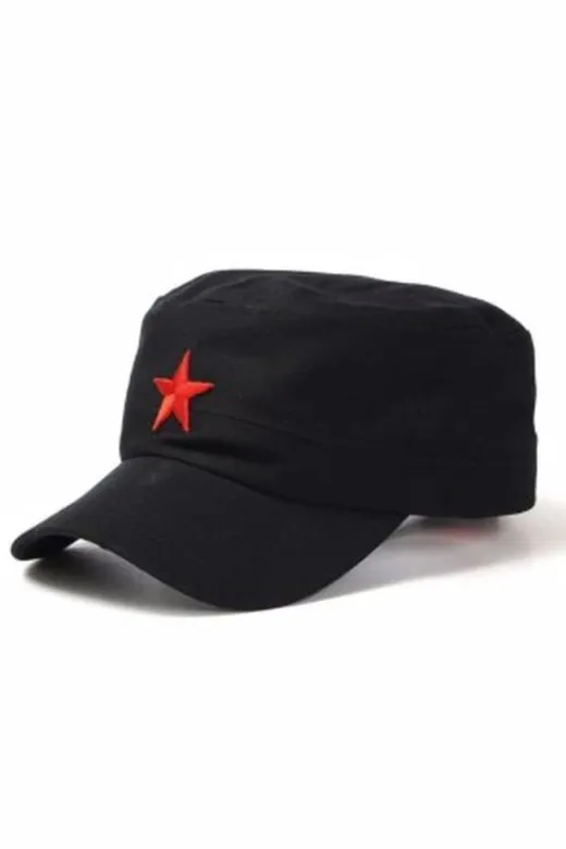 Yıldızlı Fidel Castro Che Guevara Şapkası Siyah Renk